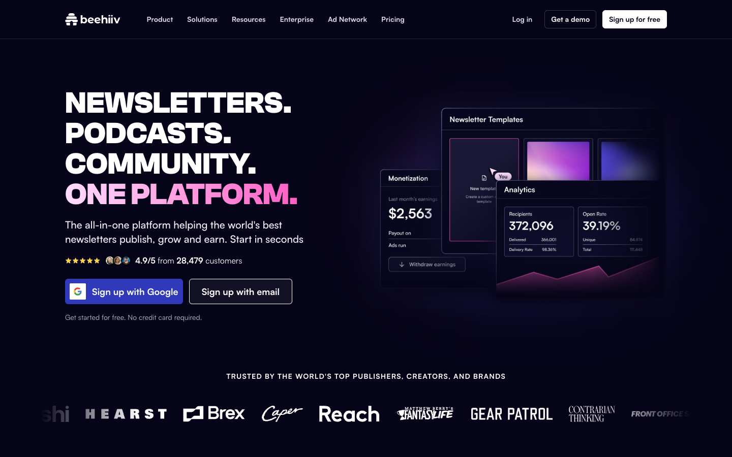 Screenshot of beehiiv