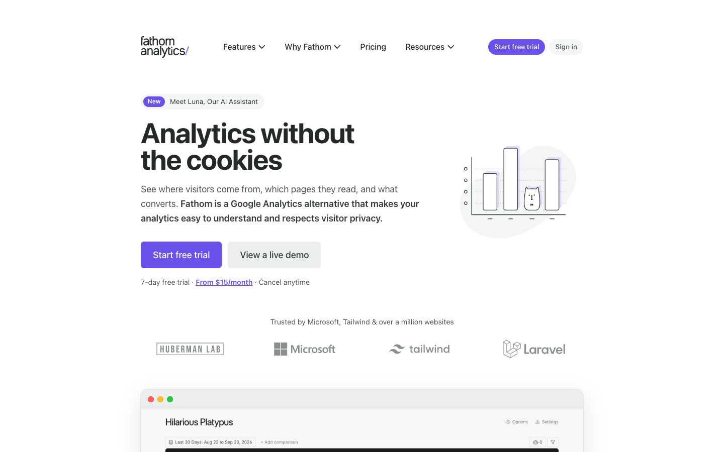 Screenshot of Fathom Analytics