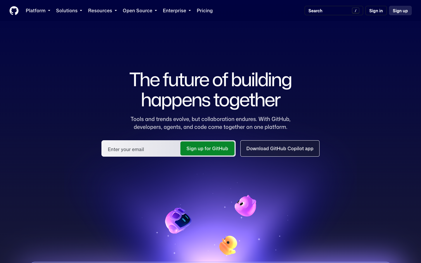 Screenshot of GitHub