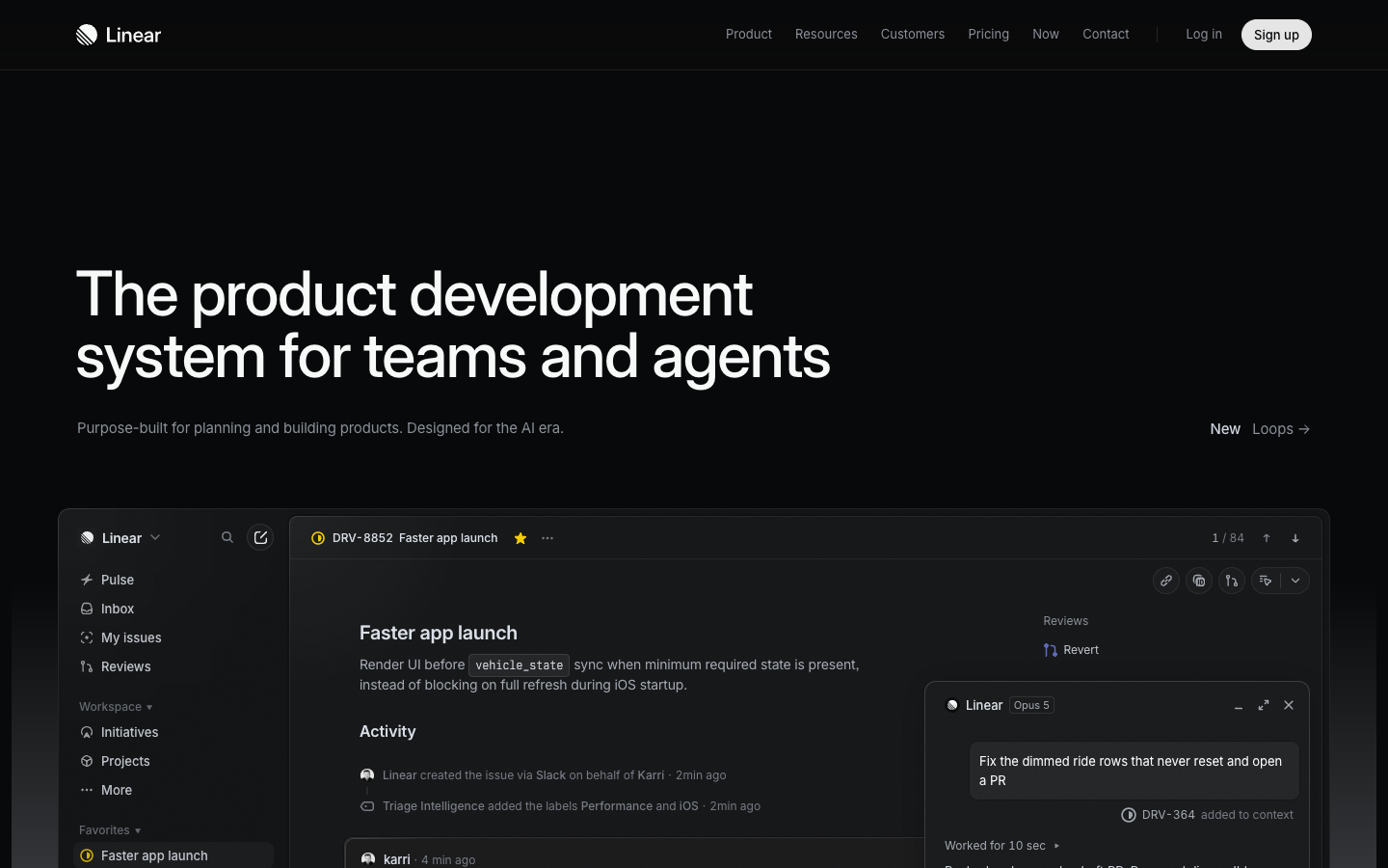 Screenshot of Linear