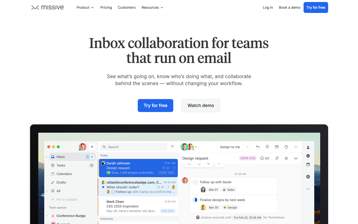 Screenshot of Missive