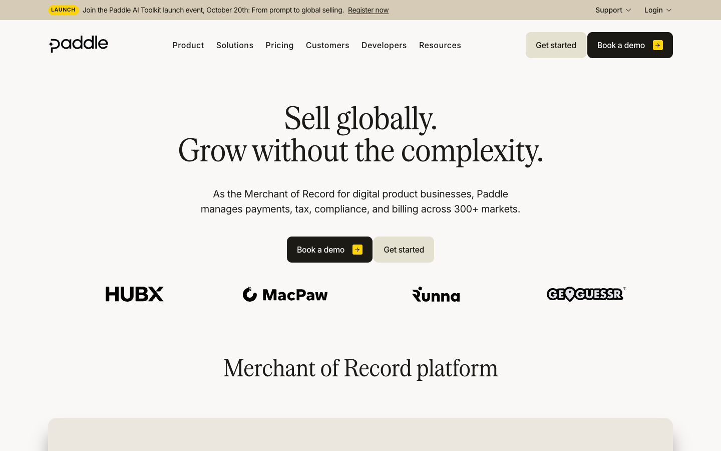 Screenshot of Paddle