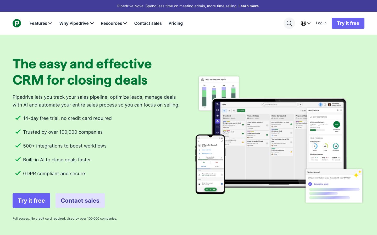 Screenshot of Pipedrive