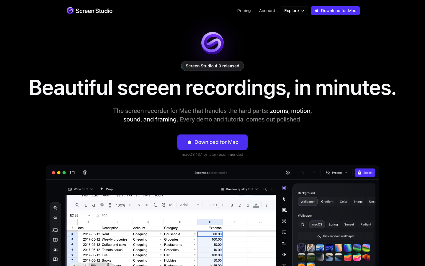 Screenshot of Screen Studio