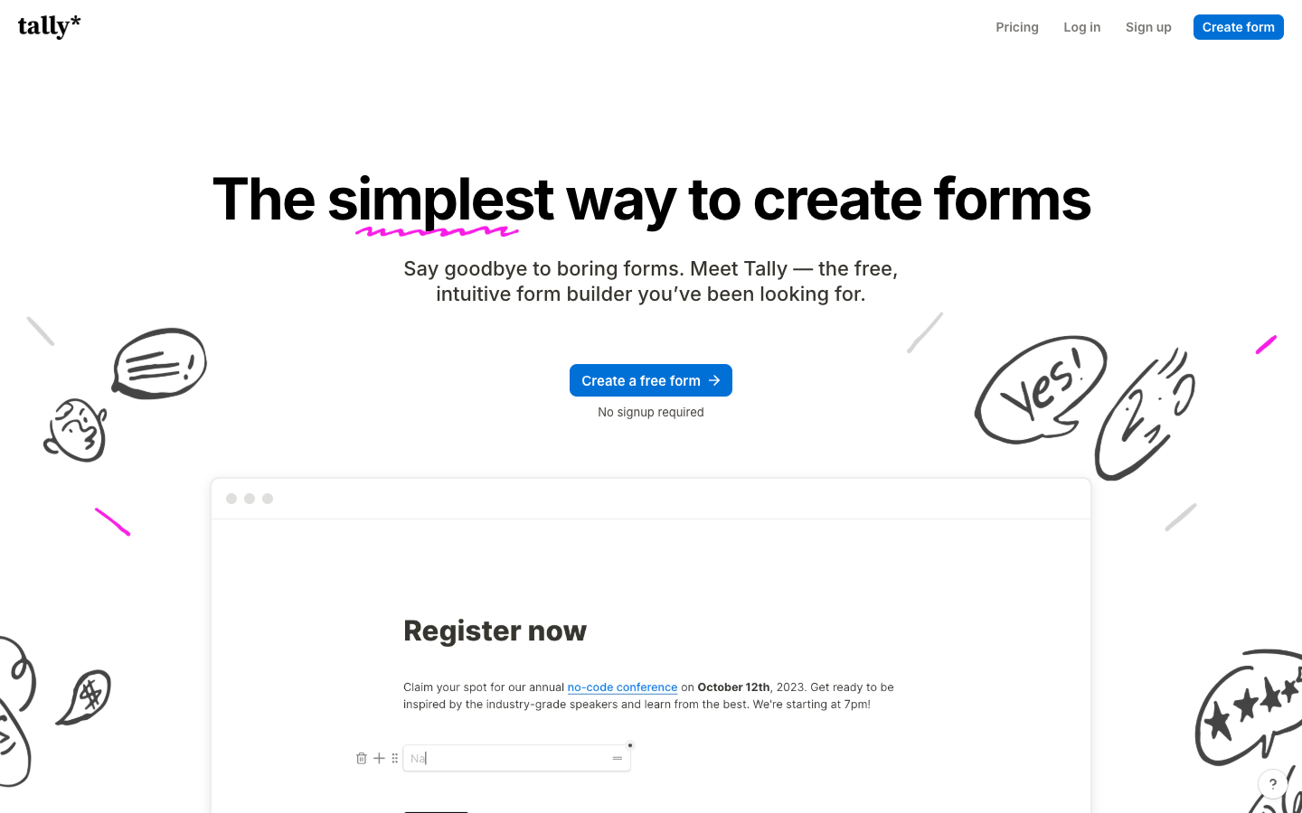 Screenshot of Tally
