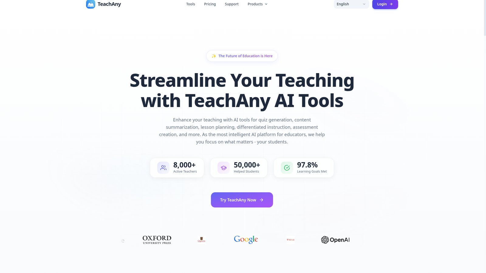 Screenshot of TeachAny