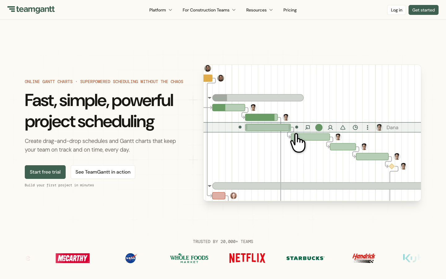 Screenshot of TeamGantt