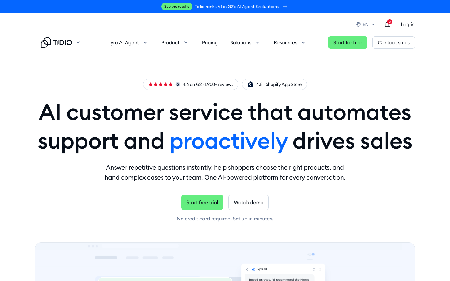 Screenshot of Tidio
