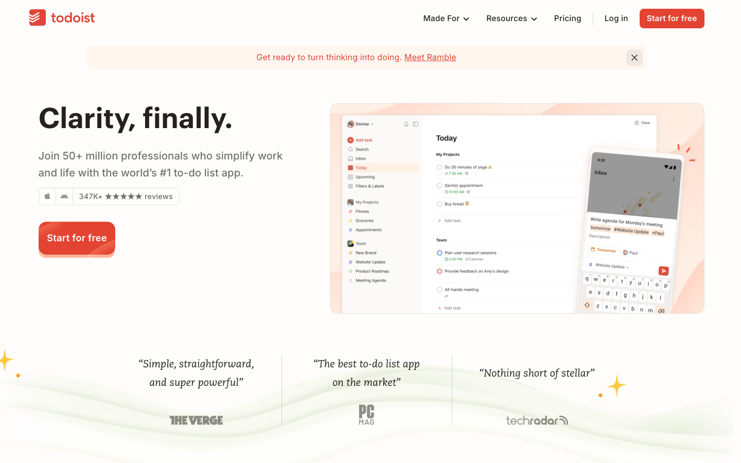 Screenshot of Todoist