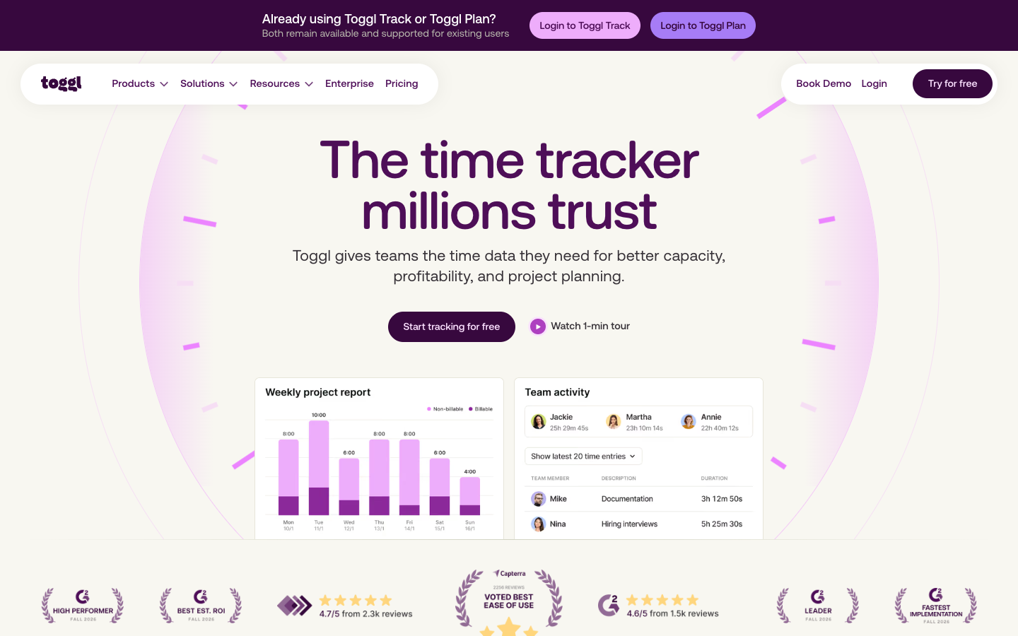 Screenshot of Toggl Track
