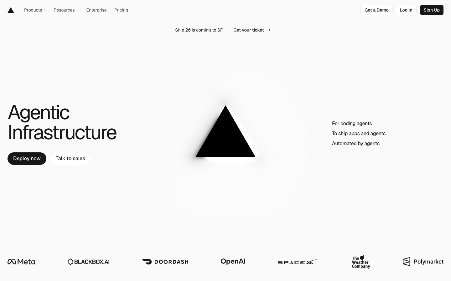 Screenshot of Vercel