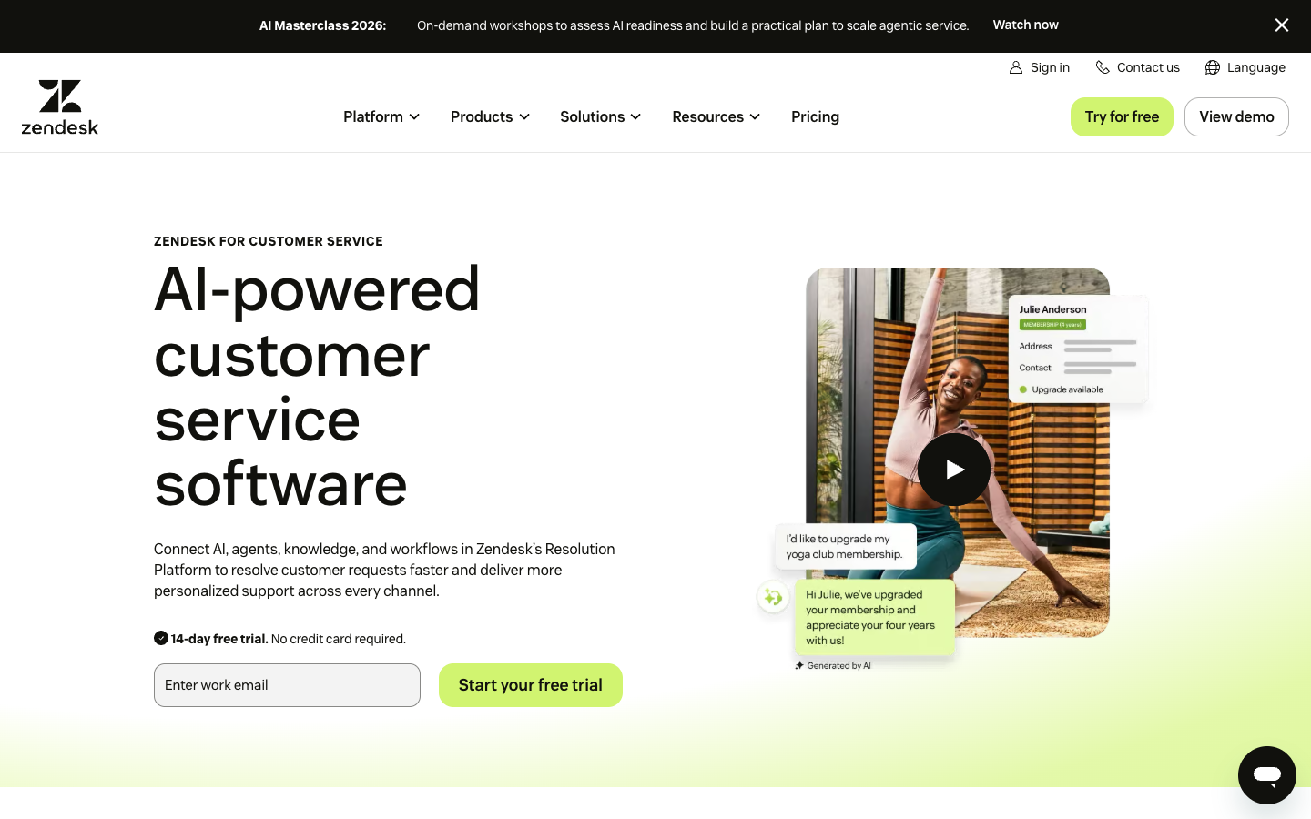 Screenshot of Zendesk
